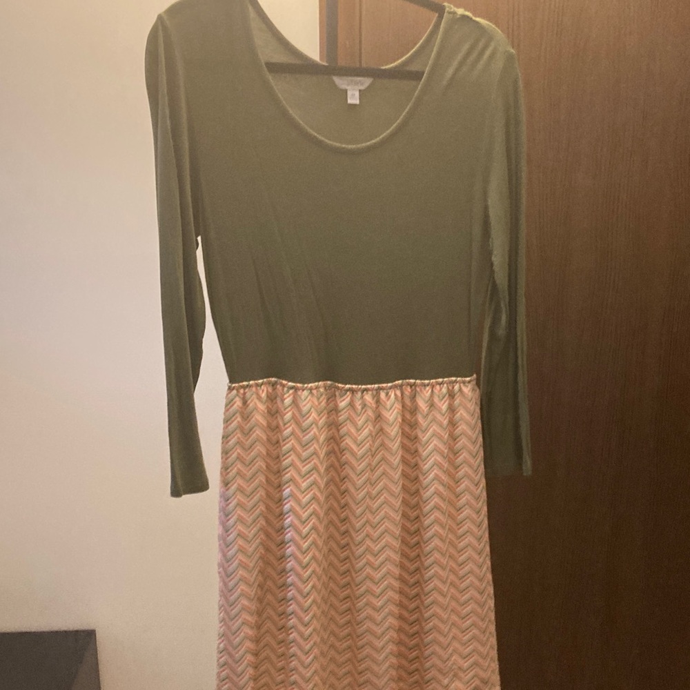 Charming Charlie Green and Chevron Patterned Dress